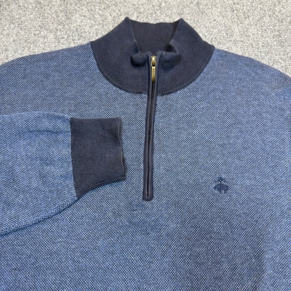 Brooks Brothers Other - Brooks Brothers 346 Mens Large Blue Cotton Cashmere 1/4 Zip Sweater Pullover